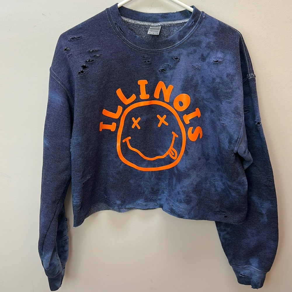 Cropped deconstructed Illinois sweatshirt size M